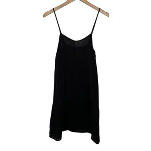 Free People V Neck Black Spaghetti Strap Slip Dress L Mini Y2K  Romantic Goth